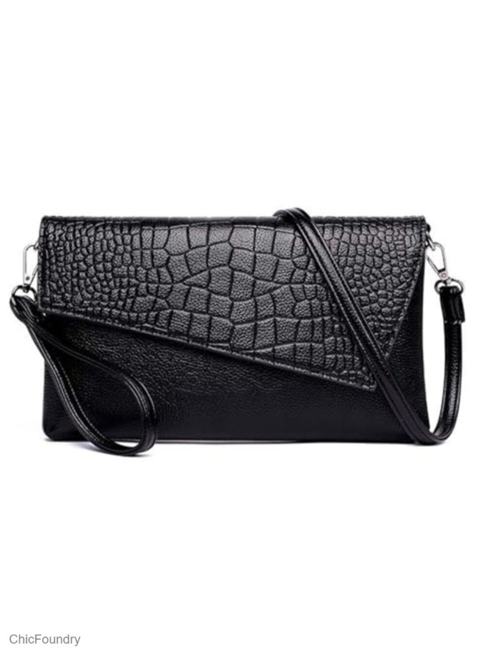 PU Leather Clutch Wristlet Small Envelope Handbag Women Casual